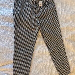 Express Houndstooth Dress Pants - Black & White with Brown and Blue Pattern